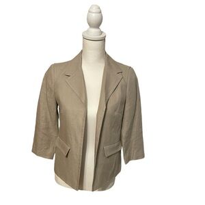 Talbots Linen Beige Open Front Blazer size 2P